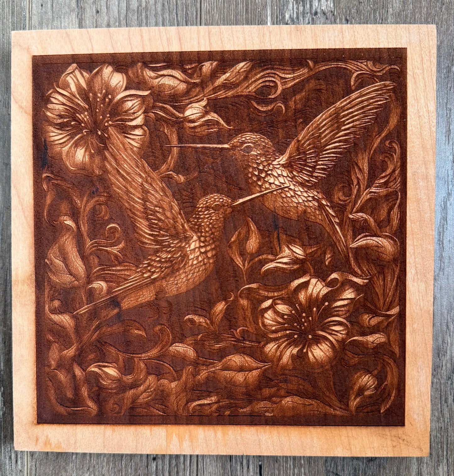 Cherry - 8 x 8 - Hummingbird/Flower 3D